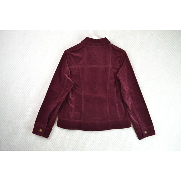 Pendleton Snap Jacket Women's Medium Petite Burgundy Corduroy Jacket - Picture 8 of 13